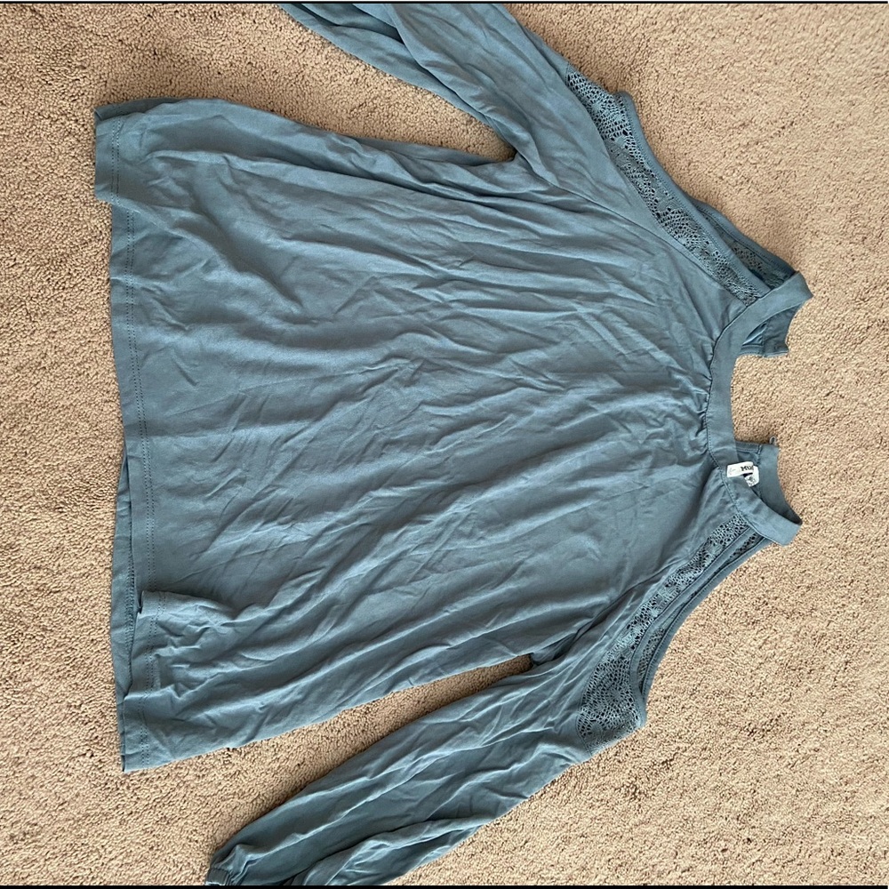 Stone blue cold shoulder top